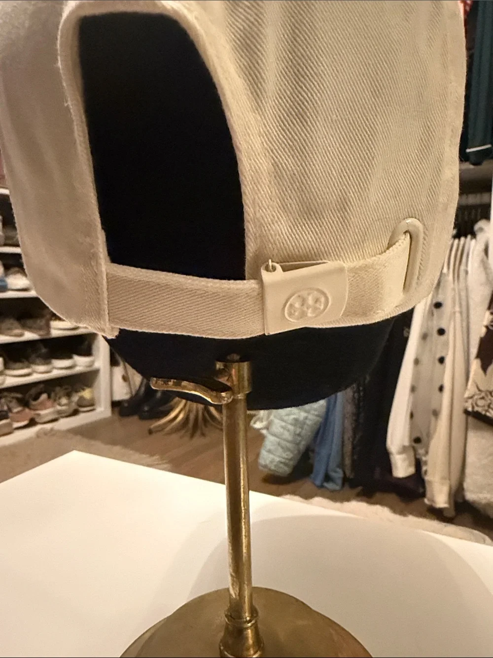 Tory Burch white Baseball Cap with Navy Logo